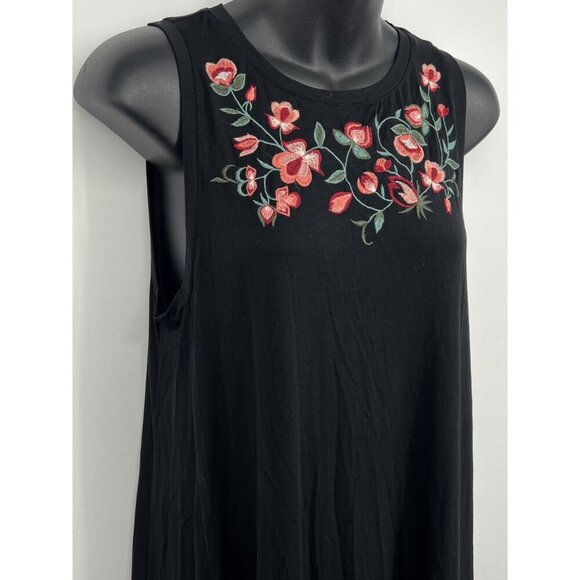 Ann Taylor Loft Women Shift Tunic Dress Small S Black Sleeveless Embroidery New - Picture 3 of 8